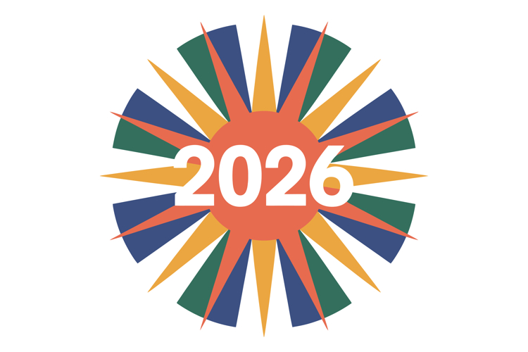 Sunburst New Year 2026 Vector