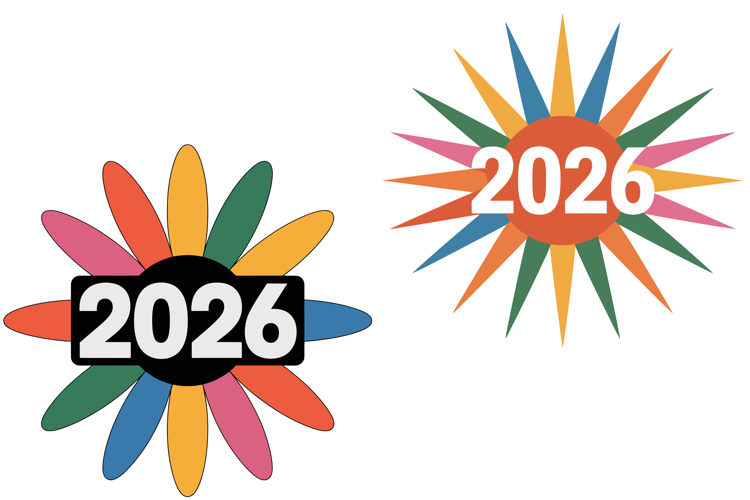 Colorful New Year 2026 Sunburst Set
