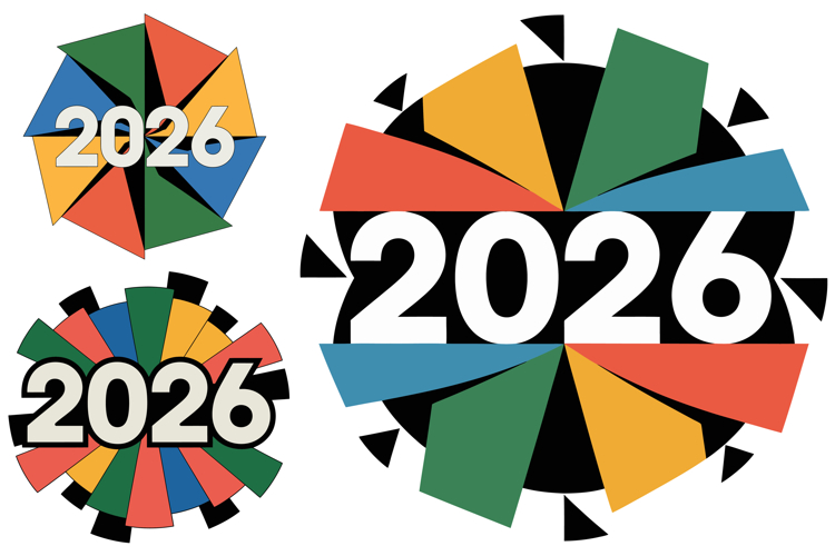 Geometric New Year 2026 Celebration Vector Set