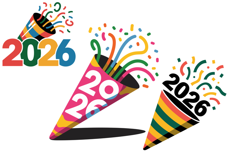 Colorful 2026 Party Poppers Set