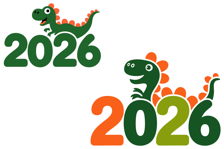 Dinosaur Happy New Year 2026 Set