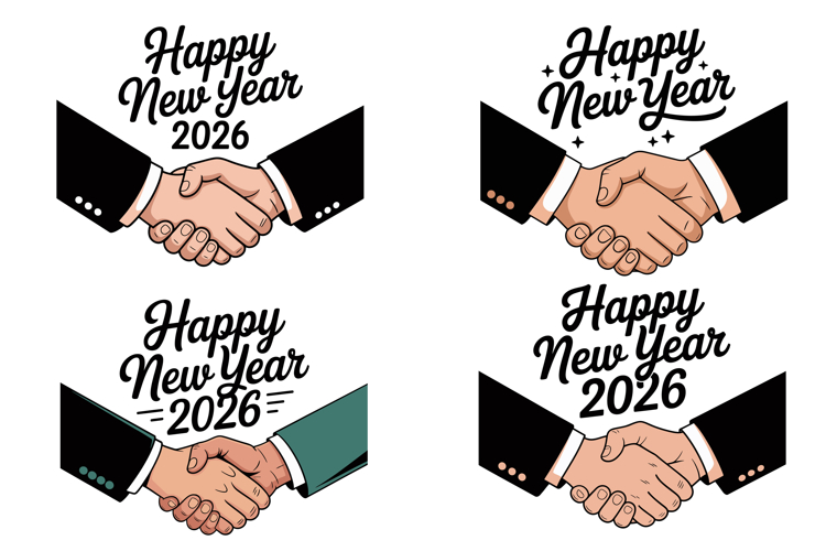 New Year 2026 Business Handshake Set