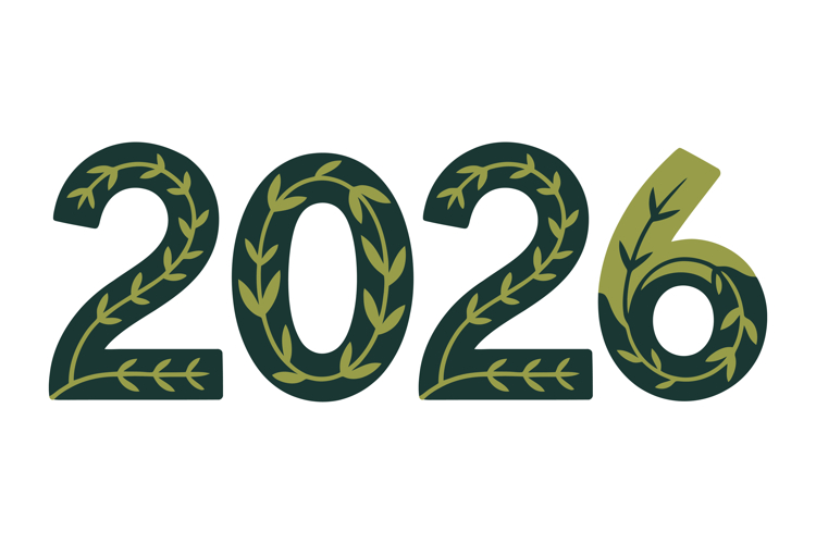 Botanical 2026 Numbers Vector