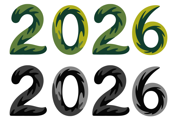 Organic 2026 Numbers Design Set