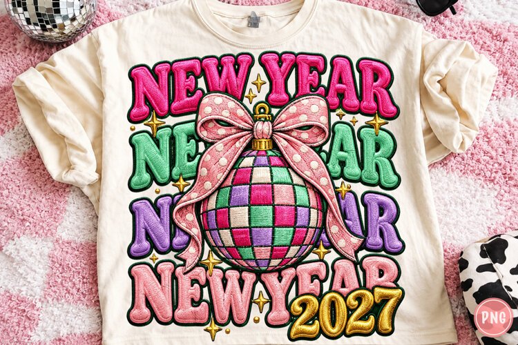 New Year 2027 PNG, Latch Hook Yarn Crochet Design example image 1