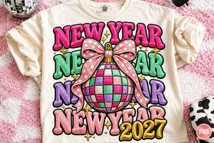 New Year 2027 PNG, Latch Hook Yarn Crochet Design