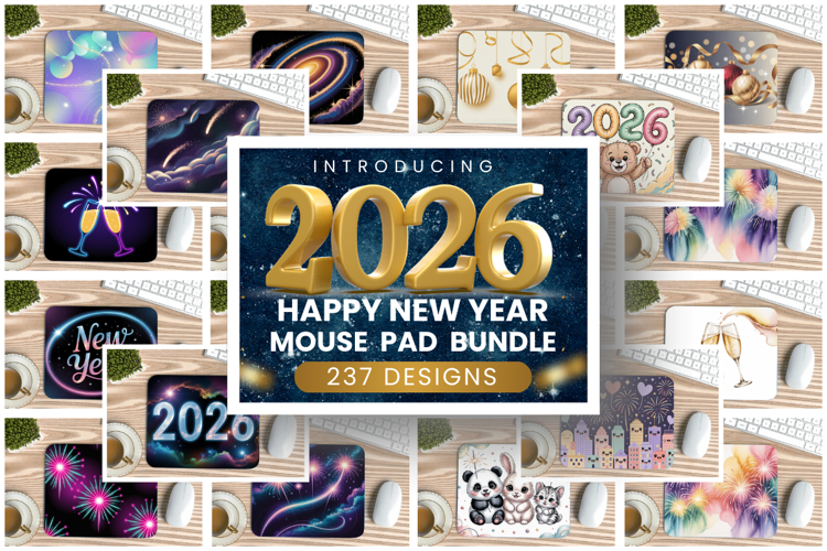 Festive Happy New Years Eve 2026 PNG Mouse Pad Design Bundl