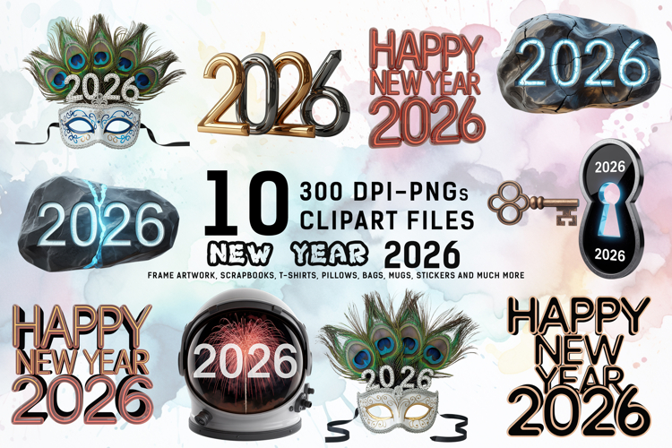 New Years Eve 2026 Clipart Bundle
