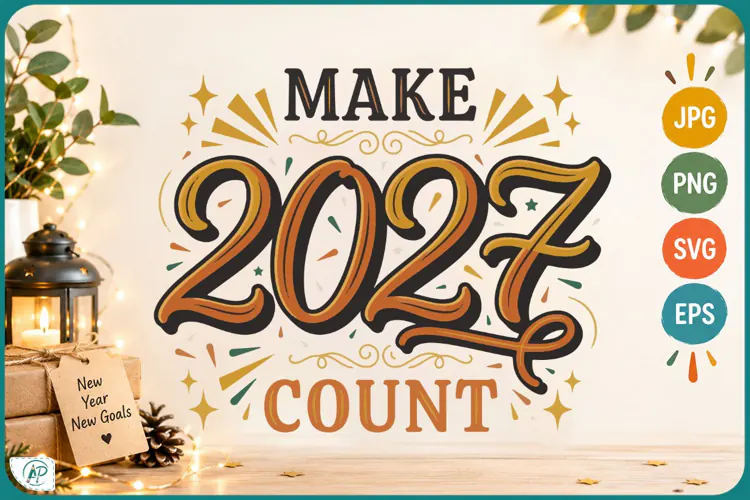 2027 New Year Quote Sublimation Design