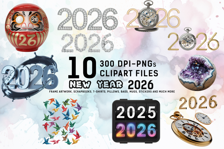 Celebratory New Year 2026 Clipart Bundle