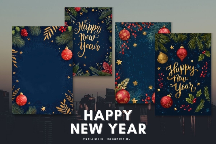 Happy New Year Card Elegant Celebrate Greeting Card_5