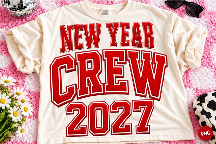 New Year Crew 2027 PNG | Varsity New Year Celebration Png example image 1