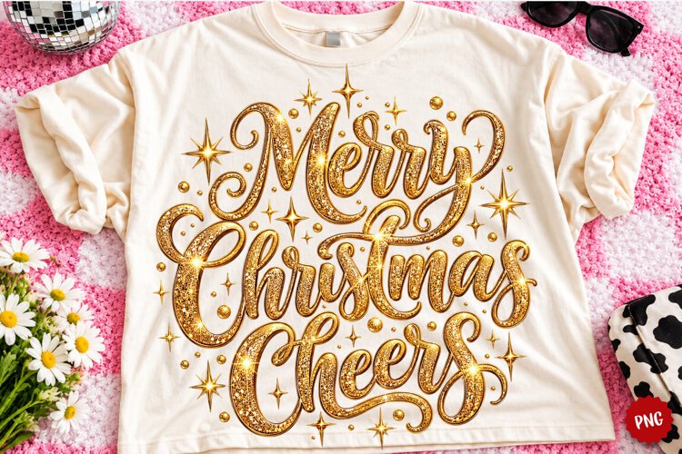 Merry Christmas Gold Glitter PNG | Elegant Christmas Png example image 1