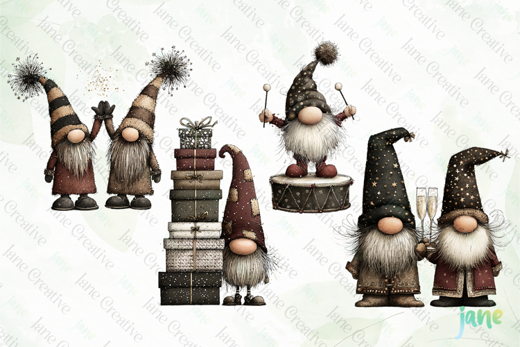New Year Gnomes Clipart
