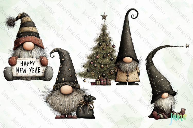 New Year Gnomes Clipart