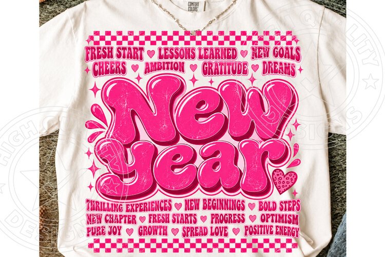 New Year New You Retro Pink New Year Typography Motivational example image 1