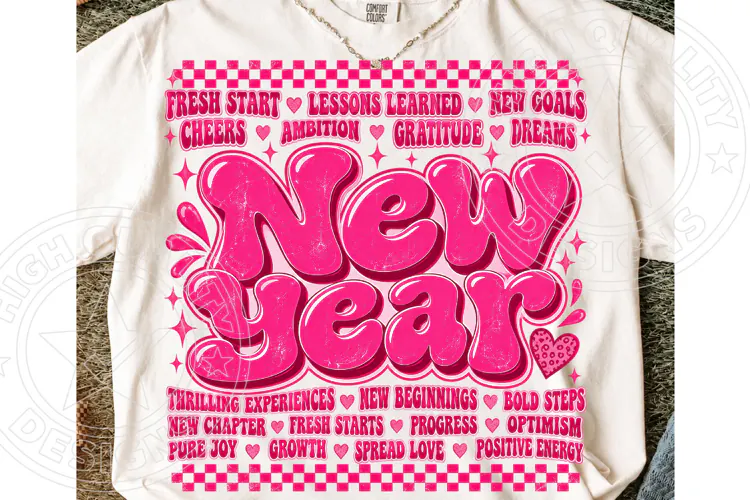 New Year New You Retro Pink New Year Typography Motivational
