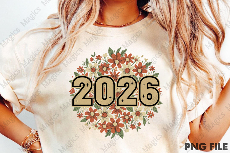 New Year Png, Floral New Year 2026 Png