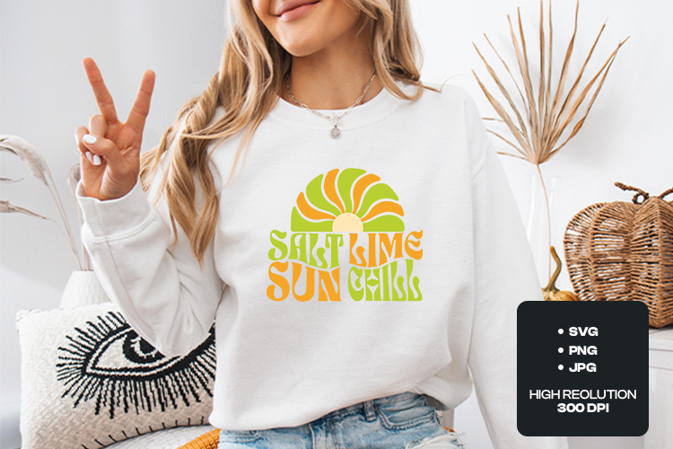 Retro Salt Lime Sun Chill Summer Beach Quote T-Shirt Design