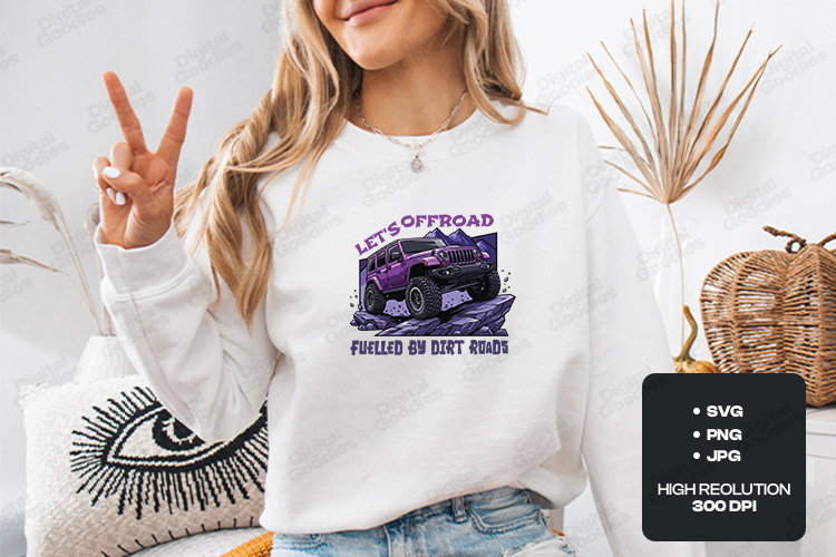 Lets Offroad SVG - Purple Jeep 4x4 Dirt Roads Cut File