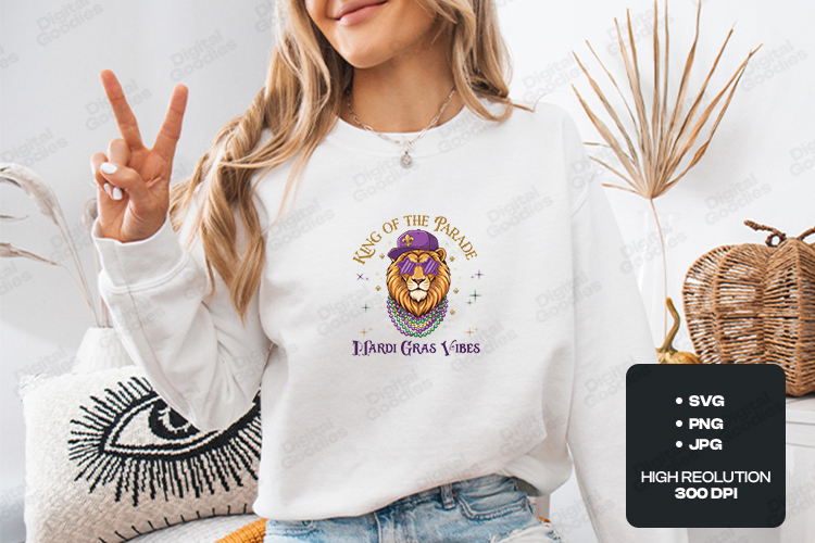 Mardi Gras Lion SVG - King of the Parade Carnival Art