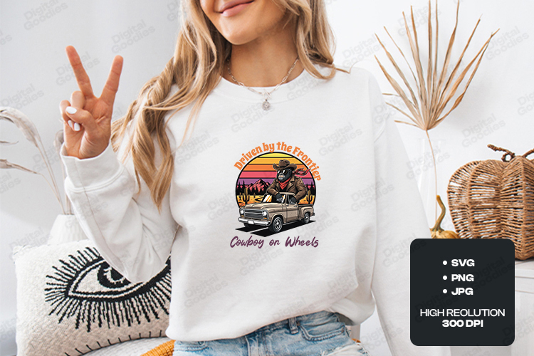 Driven by the Frontier SVG - Gorilla Cowboy Truck Cut File