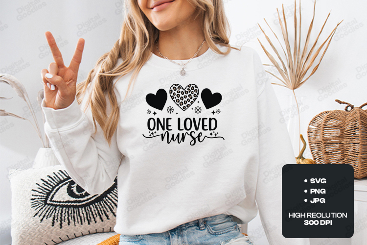 One Loved Nurse SVG Leopard Heart Nursing Cut File
