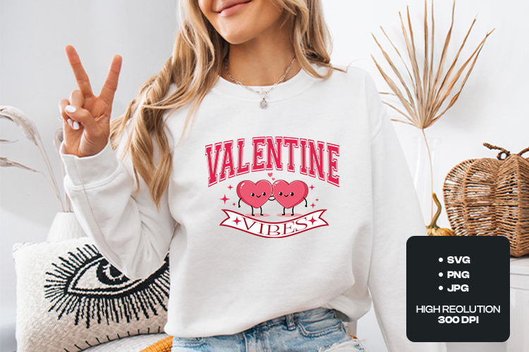 Kawaii Heart Characters Valentine Vibes SVG Sublimation