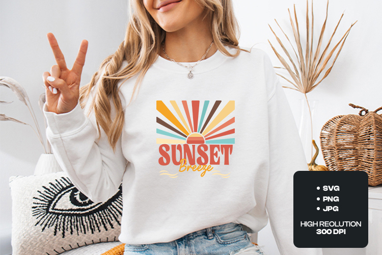 Retro Sunset Breeze Vintage 70s Sublimation T-Shirt Design