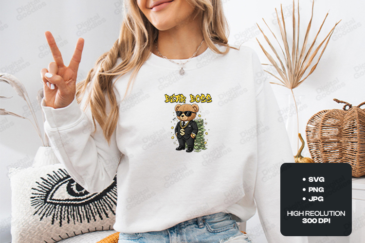 Bear Boss SVG - Wealthy Teddy Bear Business Suit Art