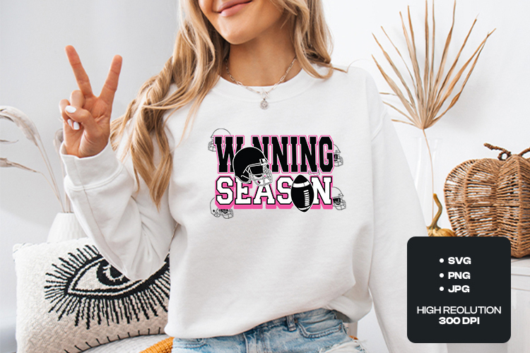 Football Season SVG - Winning Season Pink Varsity Design