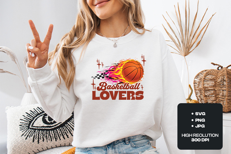 Basketball Lovers SVG - Flaming Ball & Retro Spirit Graphic