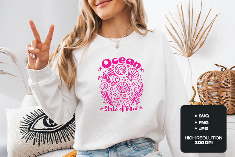 Ocean State of Mind Retro Summer SVG Cut File Design