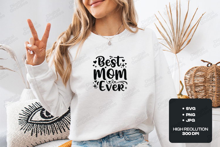 Best Mom Ever SVG - Minimalist Motherhood Hearts Art