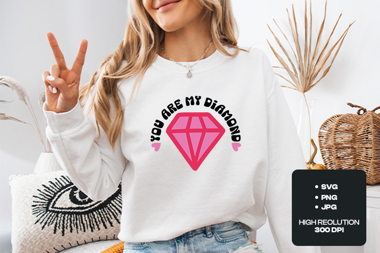 You Are My Diamond Retro SVG - Pink Groovy Valentine