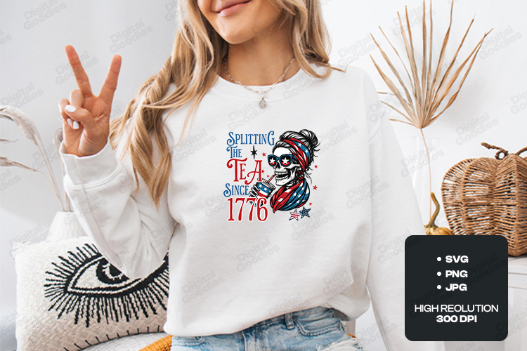 Splitting The Tea SVG - Patriotic 1776 Skeleton Cut File