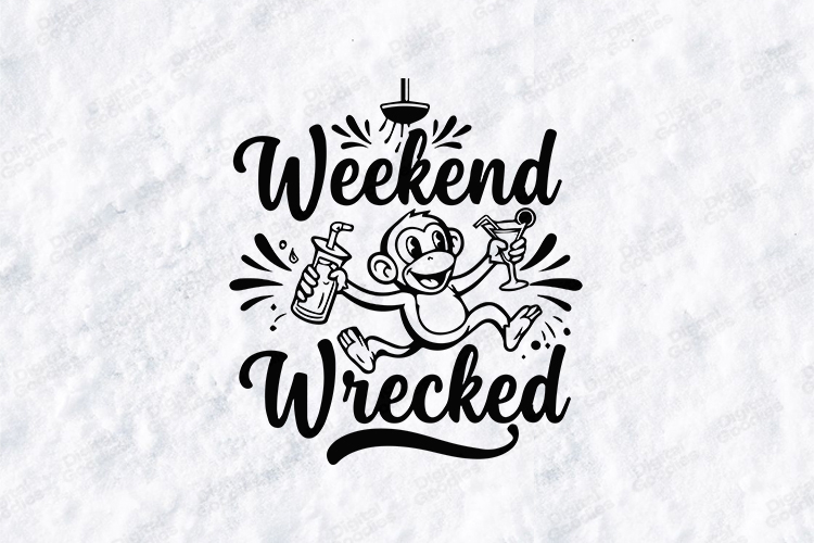 Weekend wrecked monkey tshirt design funny party drinking
