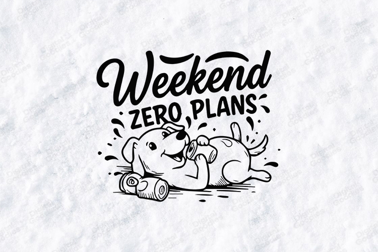 Weekend Zero Plans Dog Tshirt Design Cute Lazy Art