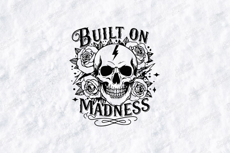 Built On Madness Skull Floral Shirt Design
