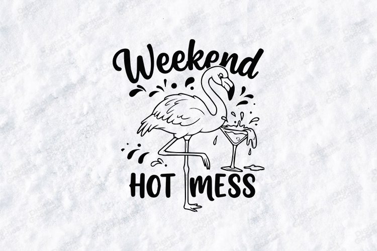 Weekend hot mess flamingo tshirt design funny summer art