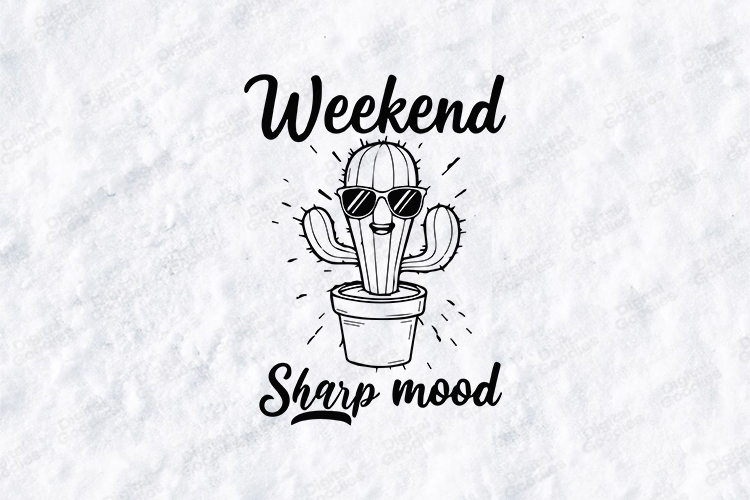 Weekend Sharp Mood Cactus Tshirt Design Funny Doodle