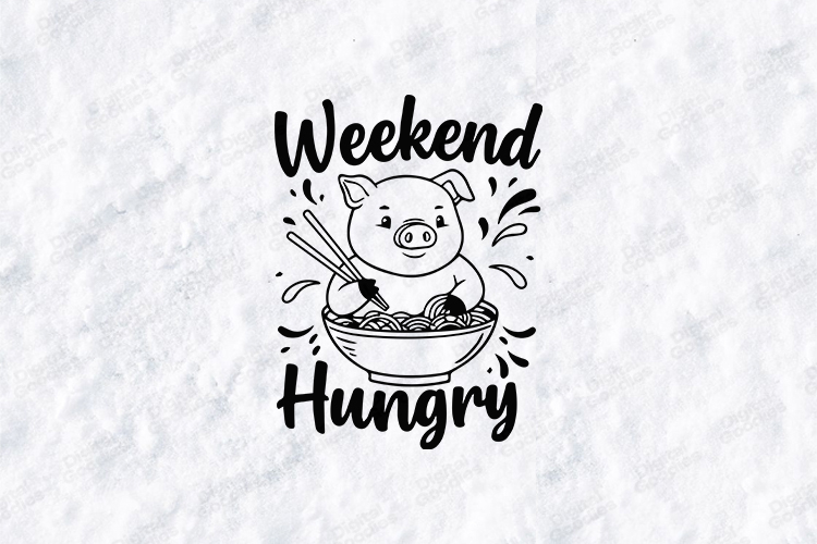 Weekend Hungry Pig SVG PNG Cute Funny Animal Shirt Art