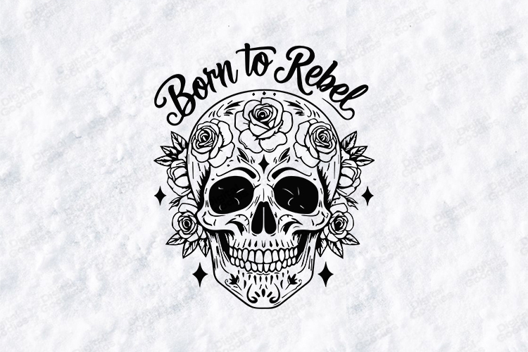 Born To Rebel Skull Floral Shirt Design