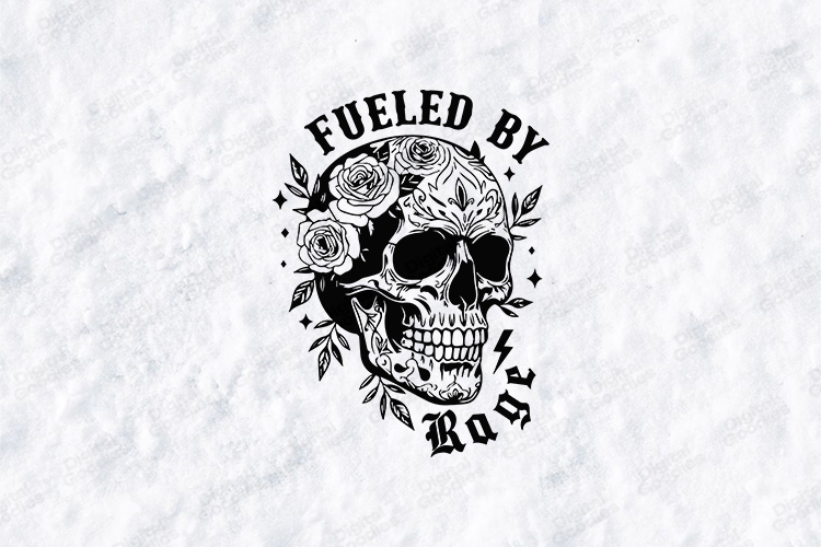 Fueled By Rage Skull Floral Shirt Design