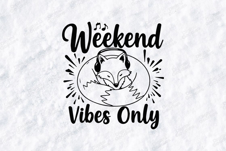 Weekend Vibes Only Fox SVG Cute Headphones Animal Design