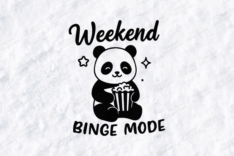 Weekend Binge Mode Panda SVG Popcorn Cute T Shirt Design