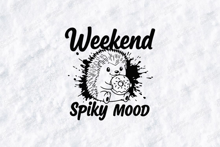 Weekend Spiky Mood Hedgehog Tshirt Design Cute Donut