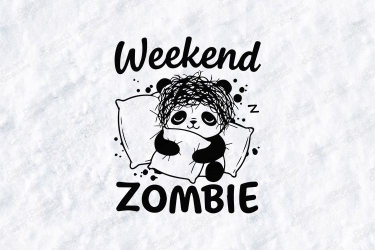 Weekend Zombie Panda Tshirt Design Cute Sleeping Art