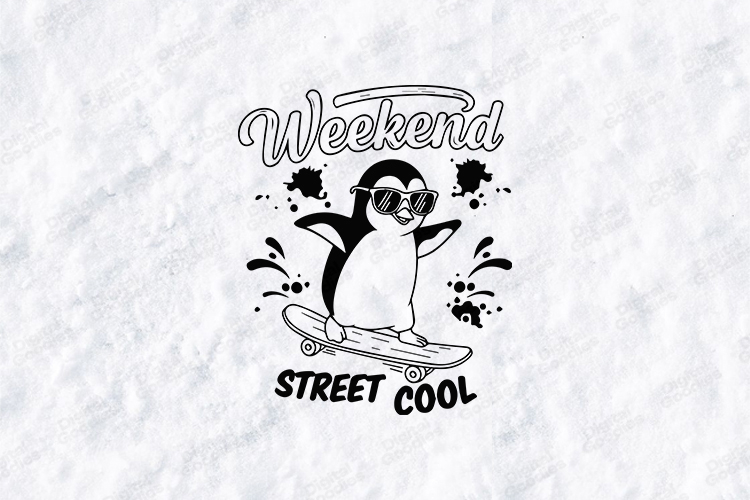 Weekend Street Cool Penguin SVG Skater T Shirt Design