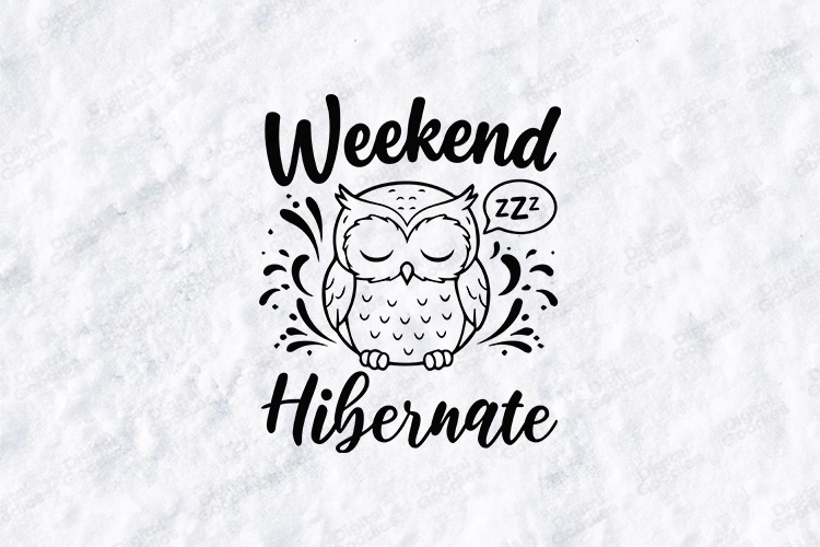 Weekend Hibernate Owl Tshirt Design Cute Sleeping Art